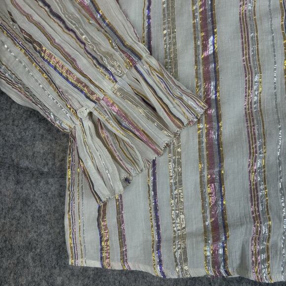 Sea New York Harriet Top Womens 6 Lurex Metallic Striped Two Layer Ruffle Blouse - Picture 7 of 9